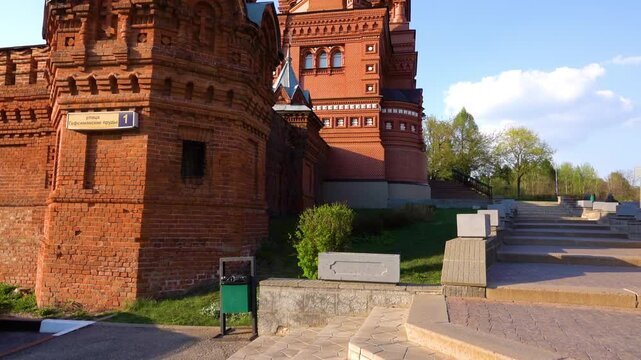 Chernigovsky Skete belfry. Chernigovsky skete in Sergiev Posad, Russia is monastery standing unique in central Russia for hand-dug monk cells and prayer caves.