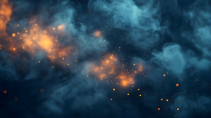 Obraz premium Abstract Smoke & Sparkles Background - Blue & Orange