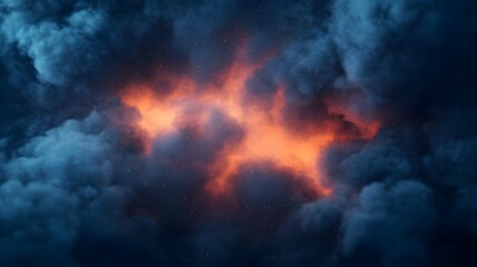 Naklejka premium Abstract Smoke and Fire Background - Dark Blue and Orange