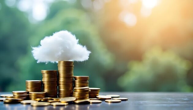 Stack of Coins Representing Growing Expenses in Cloud Computing and Budgeting