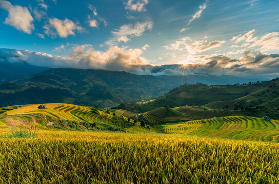 landscape with field and Mountain in Mu Cang Chai - Viet Nam