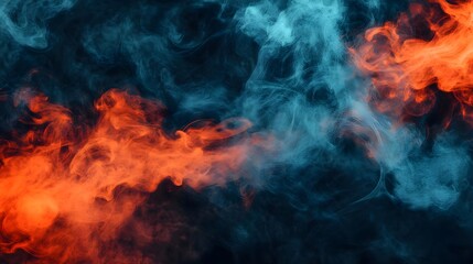 Fototapeta premium Abstract Smoke Background - Blue & Orange Swirls