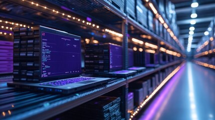 RPA technology streamlining inventory audits in a modern warehouse environment