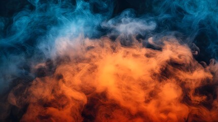 Fototapeta premium Abstract Smoke Background Blue Orange Swirls