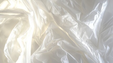 Fototapeta premium Crumpled translucent white plastic with soft