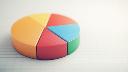 Obraz premium A 3D pie chart placed on a graph paper background, symbolizing financial data analysis and business performance metrics.