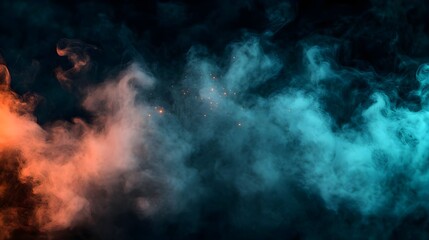 Fototapeta premium Abstract Smoke Background with Orange and Teal Colors