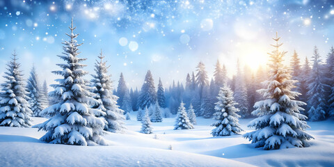Soft Focus Winter Wonderland - Serene Snowy Landscape with Gentle Snowfall and Snow-Covered Trees, Perfect for Holiday Message Overlay