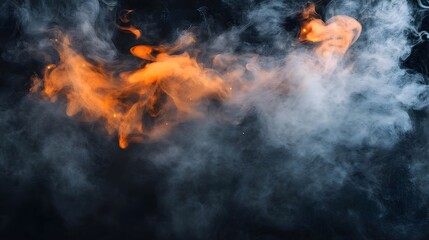 Abstract Smoke Texture, Orange & Gray, Dramatic Background