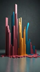 Abstract 3D chart illustrating progress and growth.
