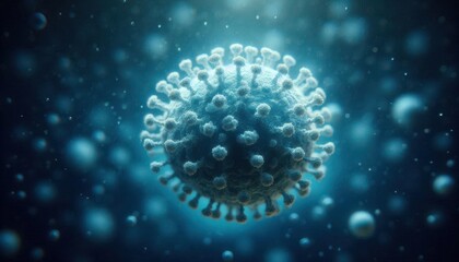 Fototapeta premium 3d rendered illustration of a virus in blue background, covid virus, mpox virus, HMPV Medical illustration