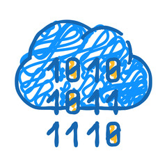 programming binary code cloud storage doodle icon sketch vector. programming binary code cloud storage sign. isolated symbol illustration