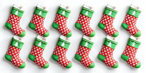 Obraz premium 3D Compostable Packaging Christmas Stockings Concept: Seamless Minimal Background with Eco-Friendly Design Promoting Zero Waste Holiday Season