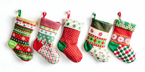 Seamless Minimal Background with Upcycled Fabric Christmas Stockings: A Vibrant, Unique Pattern for a Zero Waste Holiday Celebration