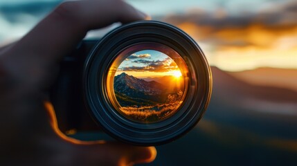 Capturing the Beauty of a Vibrant Sunset Landscape Through the Camera Lens