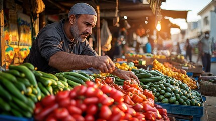 Secretive Photographer Capturing Candid Market Moments with Telephoto Lens