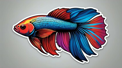 Fototapeta premium A colorful illustration of a betta fish with flowing fins.