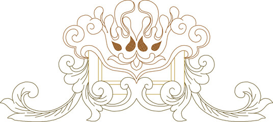 Vector sketch, illustration, silhouette, design, decorative image, ornament, baground, classical vintage carving, ethnic floral animal, traditional Chinese