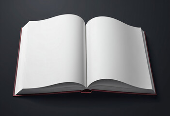Mockup, open book, notepad with blank white pages on isolated dark background