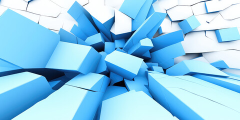 Abstract background. Explosion power design with geometric crushing surface. 3d render illustration style.