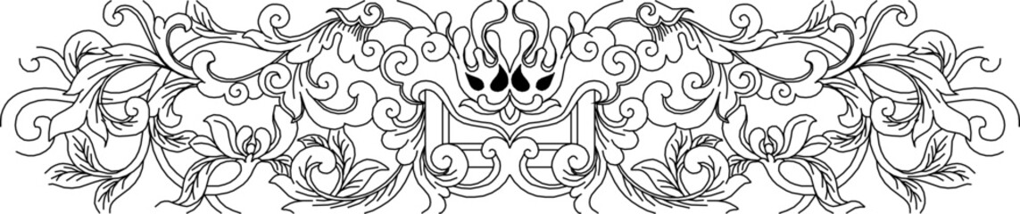 Vector sketch, illustration, silhouette, design, decorative image, ornament, baground, classical vintage carving, ethnic floral animal, traditional Chinese 
