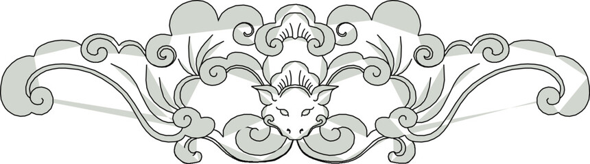 Vector sketch, illustration, silhouette, design, decorative image, ornament, baground, classical vintage carving, ethnic floral animal, traditional Chinese
