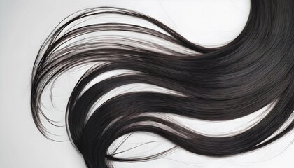 Long black hair isolated on white background. 