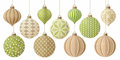 Seamless Minimal Background of Sustainable Flat Recycled Paper Christmas Ornaments�Eco-Friendly Design for a Festive Holiday Season