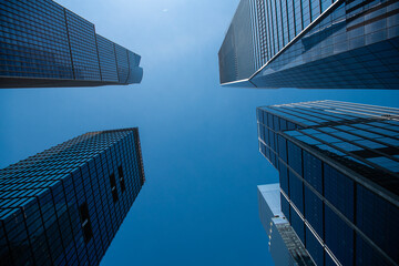 Architecture of modern office building. Perspective city skyscraper. Modern skyscraper building....