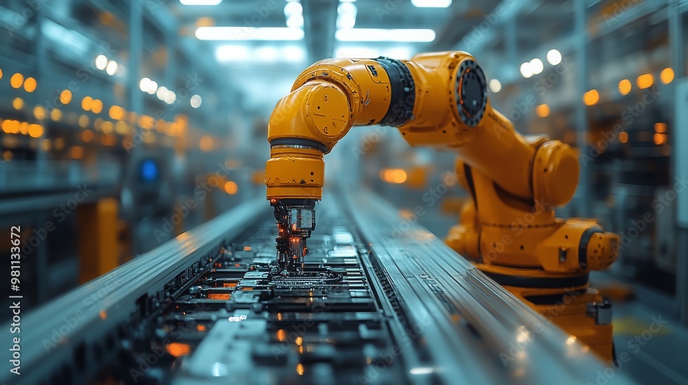 Poster ai systems operating robotic arm to automate manufacturing process in a factory setting