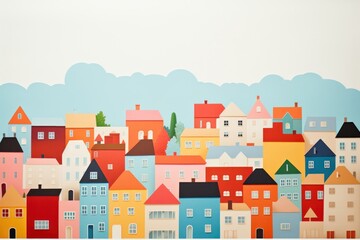 Fototapeta premium Town painting architecture building. Image by rawpixel.