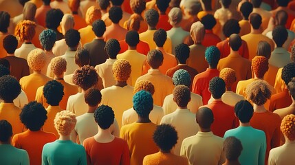 Obraz premium Vibrant gathering of diverse people showcasing unity and individuality in a colorful setting, perfect for social themes.