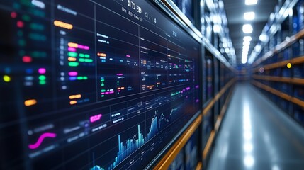 Exploring an RPA dashboard displaying real-time analytics and performance metrics in a data center