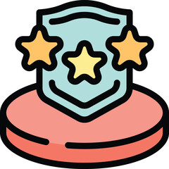 This colorful icon illustrates a security shield winning a three star award