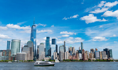 Obraz premium New York, United States. New york Manhattal skyline financial district. Manhattan's beautiful skyline, New York, United States. Panorama view of New York city skyline in Midtown Manhattan. USA NYC