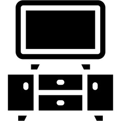 Vector Icon TV Table, Electronics, Television, Cabinet, Home Decoration, Household