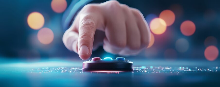 Gamer s hand hovering over the  Return  button on a controller, intense focus on the screen as the game resumes