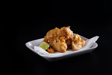 Japanese Fried Chicken Karaage Chicken japanese food isolate in black background