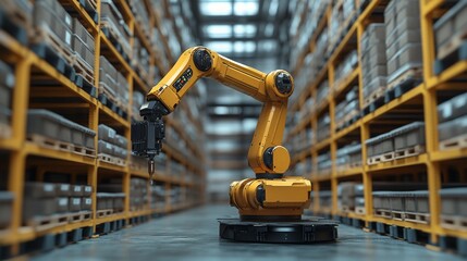 Machine learning algorithms improving warehouse operations with robotic automation in action