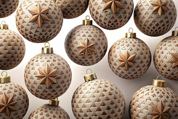 Seamless Minimal Background of Recycled Paper Christmas Ornaments - Eco-Friendly Festive Design with Earthy Tones and Textures