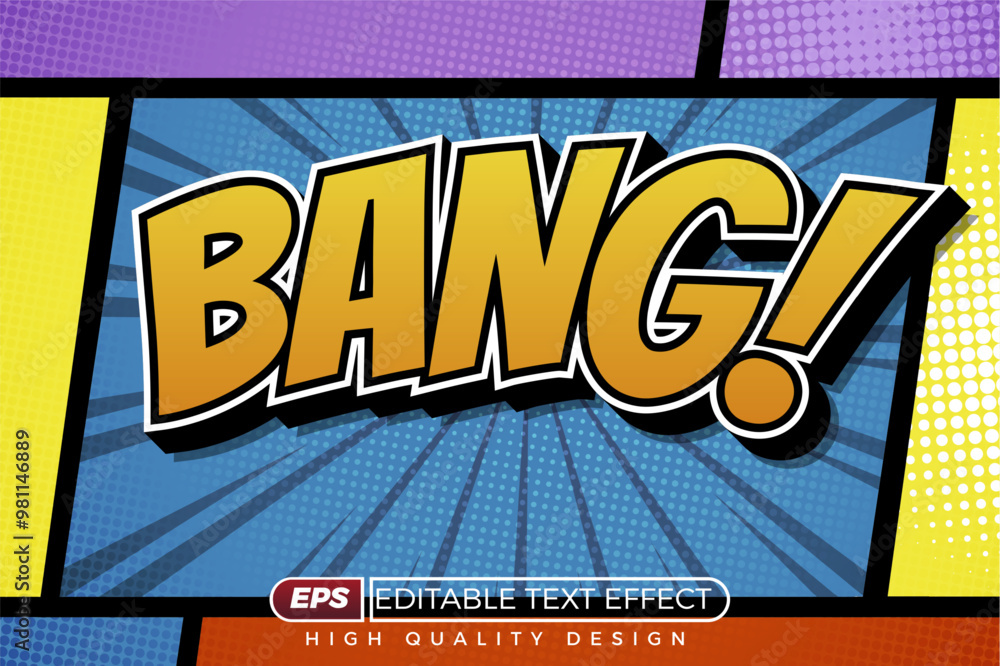 Poster editable 3d text effect bang