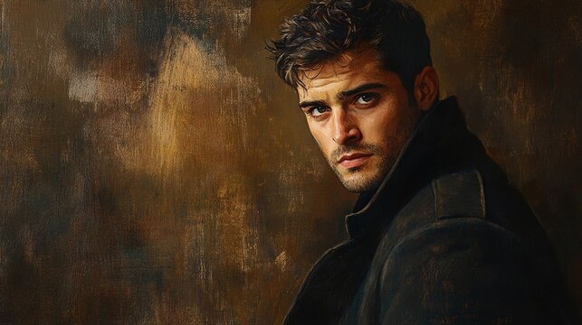 handsome man wearing a coat in a portrait, showcasing a blend of sophistication and contemporary fashion, perfect for capturing the essence of elegant male style