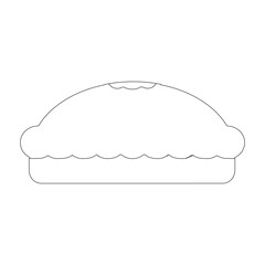 Pumpkin pie whole and slice thin line art icon for food apps and websites on white background, editable stroke. Line art icon of a pie thanksgiving dessert illustration vector graphic.