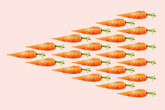 A pattern of illustrated carrots arranged diagonally on a pale background.