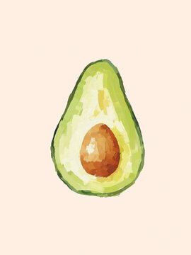 Avocado oil painting on a pastel background, featuring expressive brushstrokes and vibrant green hues.