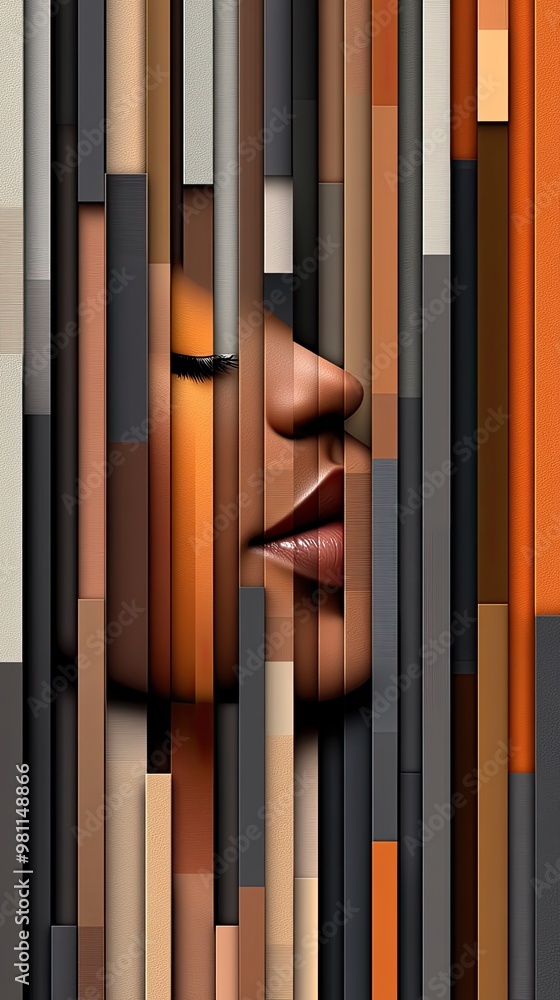 Poster a woman's face is partially obscured by colorful glitch lines, creating a captivating blend of digit