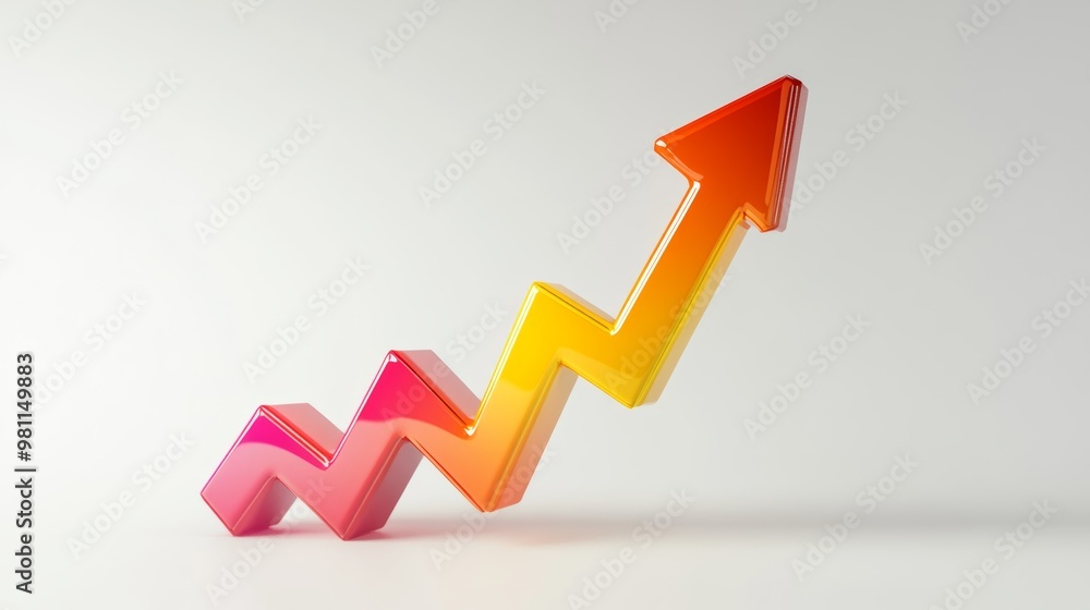 Poster 3d render of upward arrow graph icon symbolizing success
