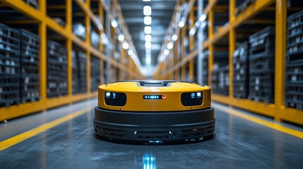 Robotic automation in an industrial warehouse during daylight enhances efficiency and productivity