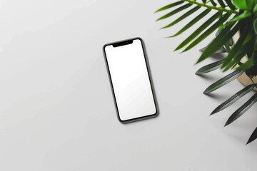 An Phone sits next to a potted plant, perfect for a desk or coffee table