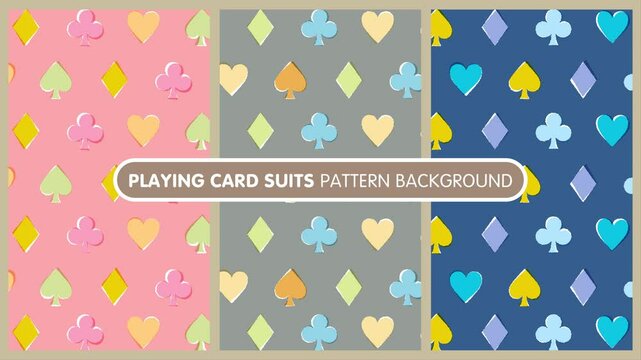 Playing card suits pattern background set (6 seconds loop)